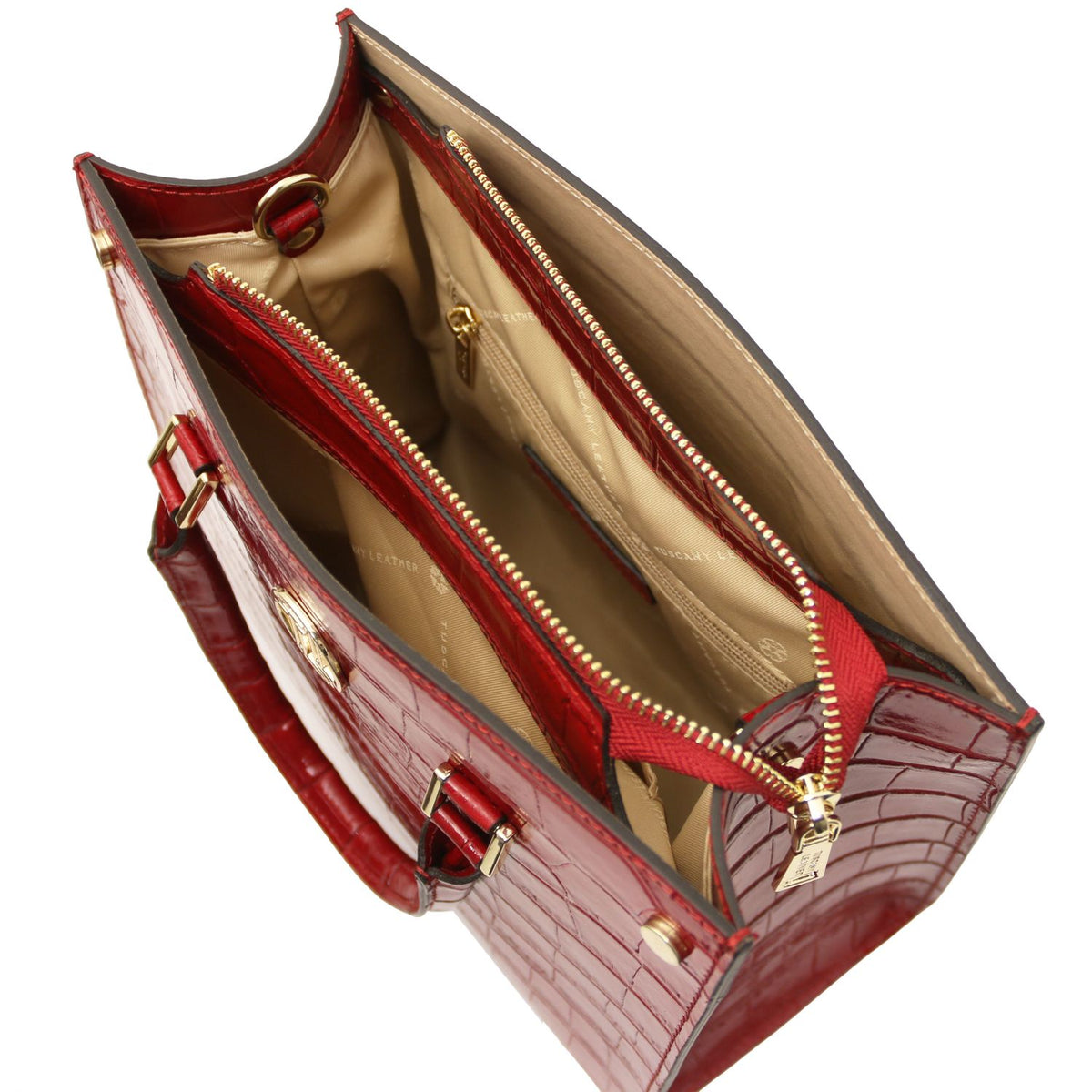 Croque - leather handbag with a crocodile pattern