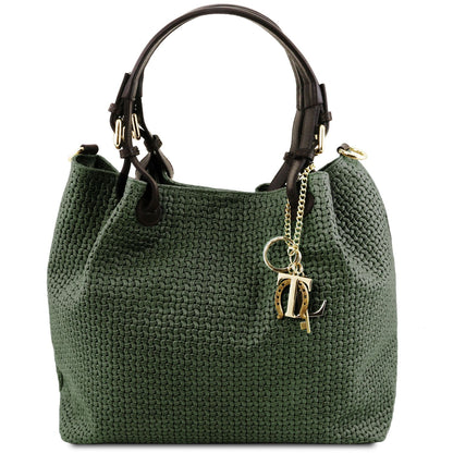 TL KeyLuck - leather shopper bag with braided pattern