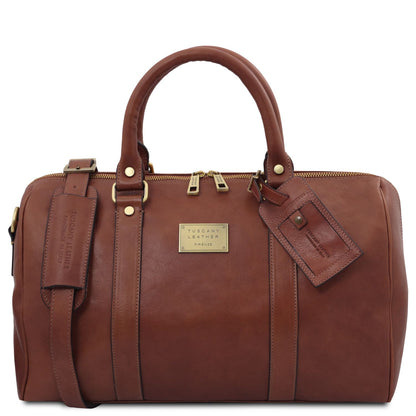 TL Voyager - leather travel bag with side pocket - small