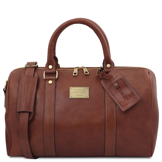 TL Voyager - leather travel bag with side pocket - small