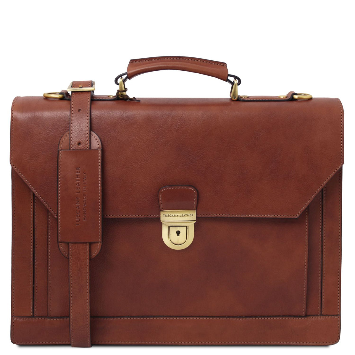 Cremona - three-compartment leather briefcase