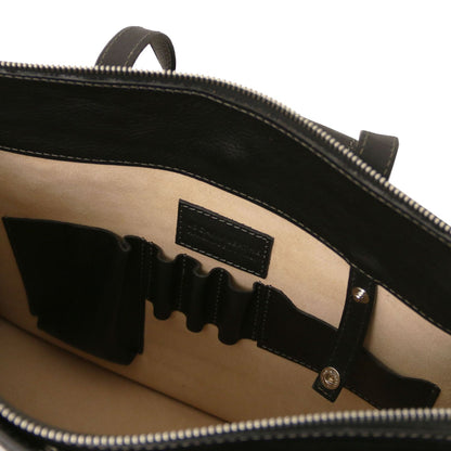 Palermo - women's 3-compartment leather briefcase