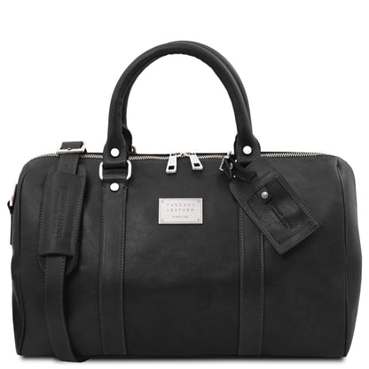 TL Voyager - leather travel bag with side pocket - small