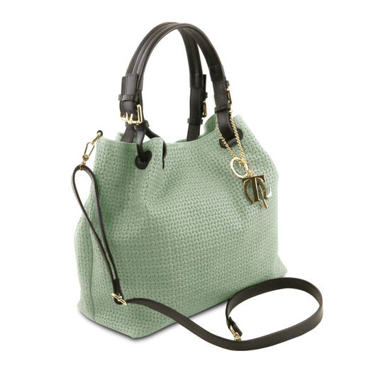 TL KeyLuck - skórzana torebka z plecionym wzorem typu shopper