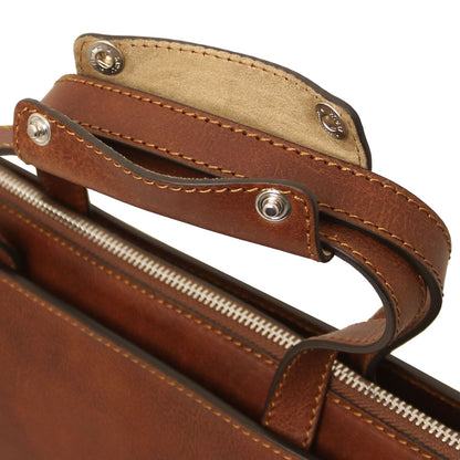 Palermo - women's 3-compartment leather briefcase