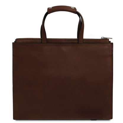 Palermo - women's 3-compartment leather briefcase