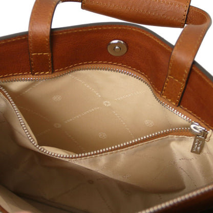 Palermo - women's 3-compartment leather briefcase