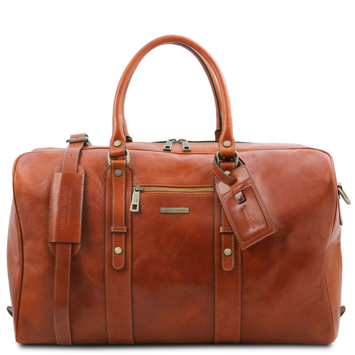 TL Voyager - leather travel bag with a front pocket