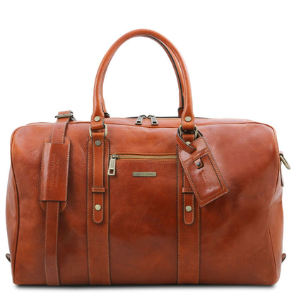 TL Voyager - leather travel bag with a front pocket