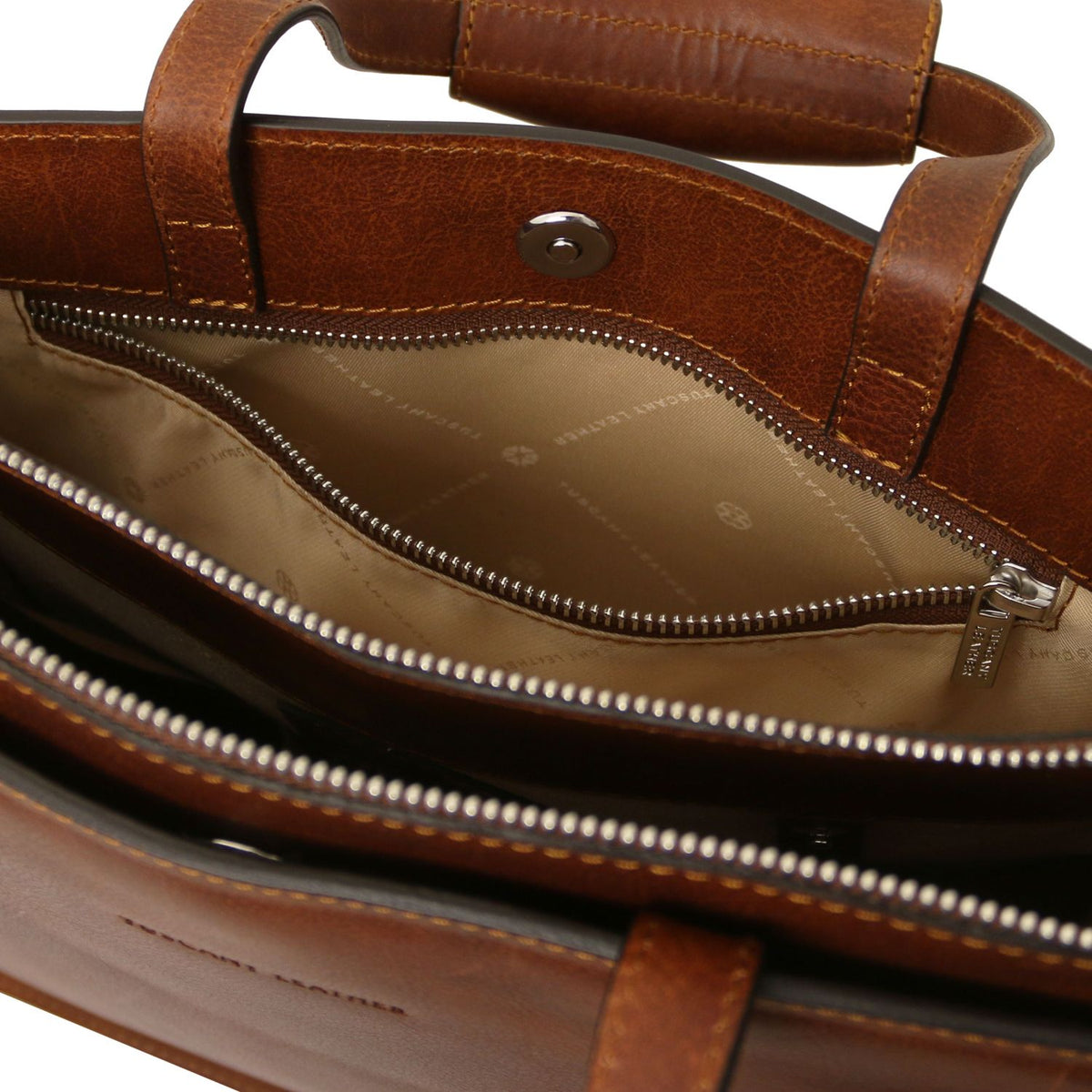 Palermo - women's 3-compartment leather briefcase
