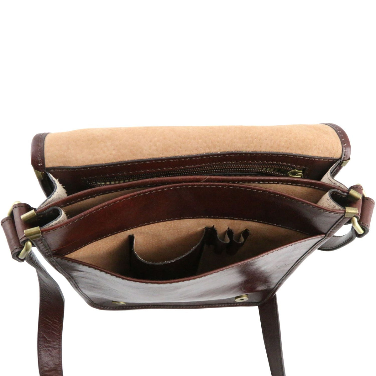 TL Messenger - two-compartment leather messenger bag
