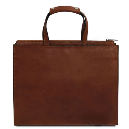 Palermo - women's 3-compartment leather briefcase