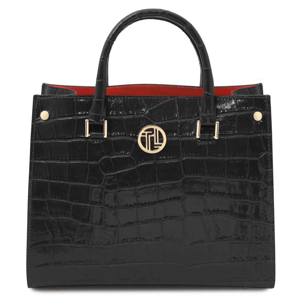 Croque - leather handbag with a crocodile pattern