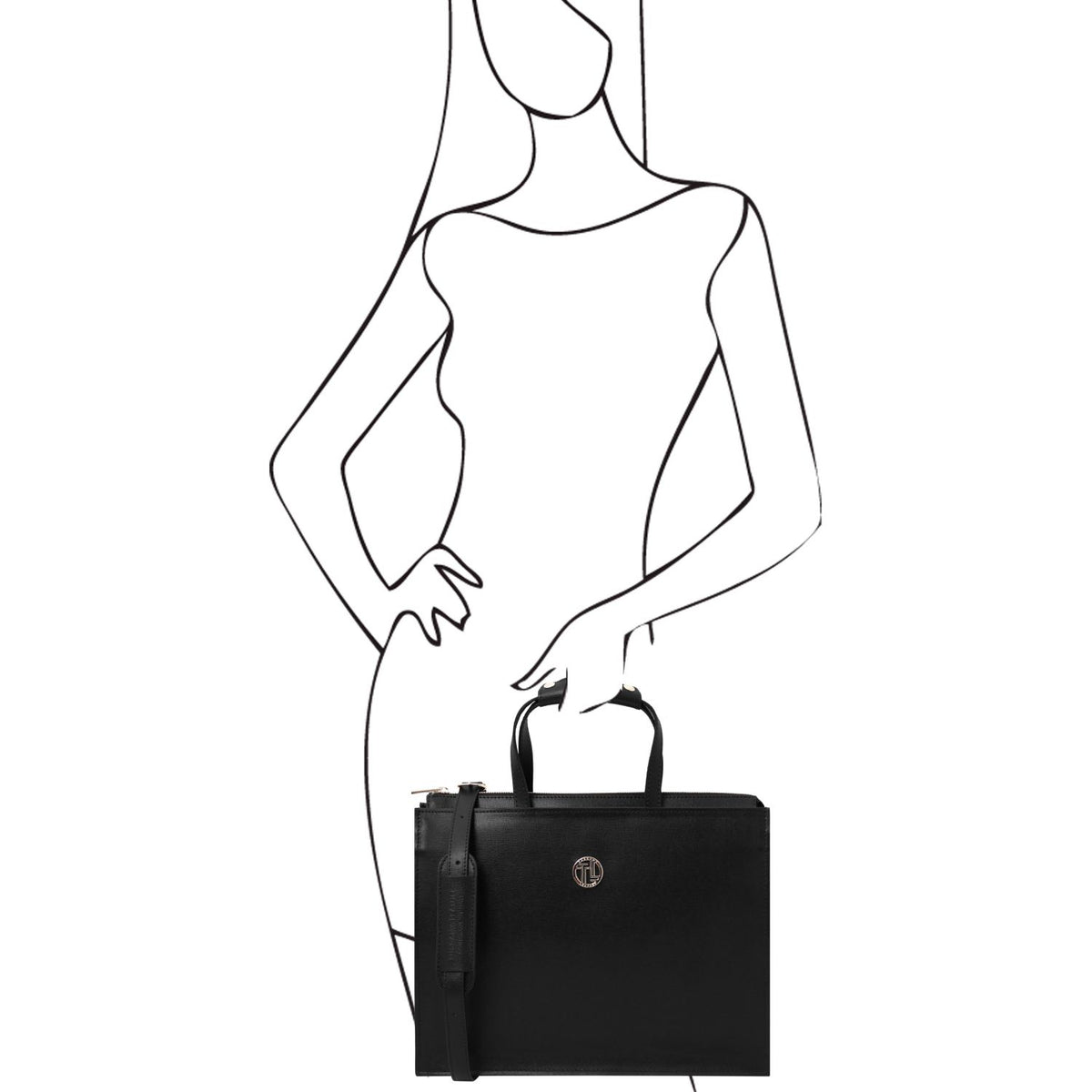 Palermo - women's 3-compartment leather briefbag