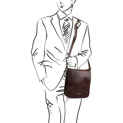 TL Messenger - two-compartment leather messenger bag