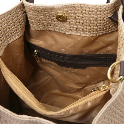 TL KeyLuck - leather shopper bag with braided pattern