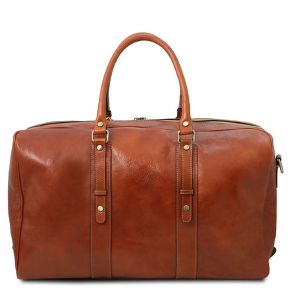 TL Voyager - leather travel bag with a front pocket