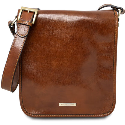 TL Messenger - two-compartment leather messenger bag