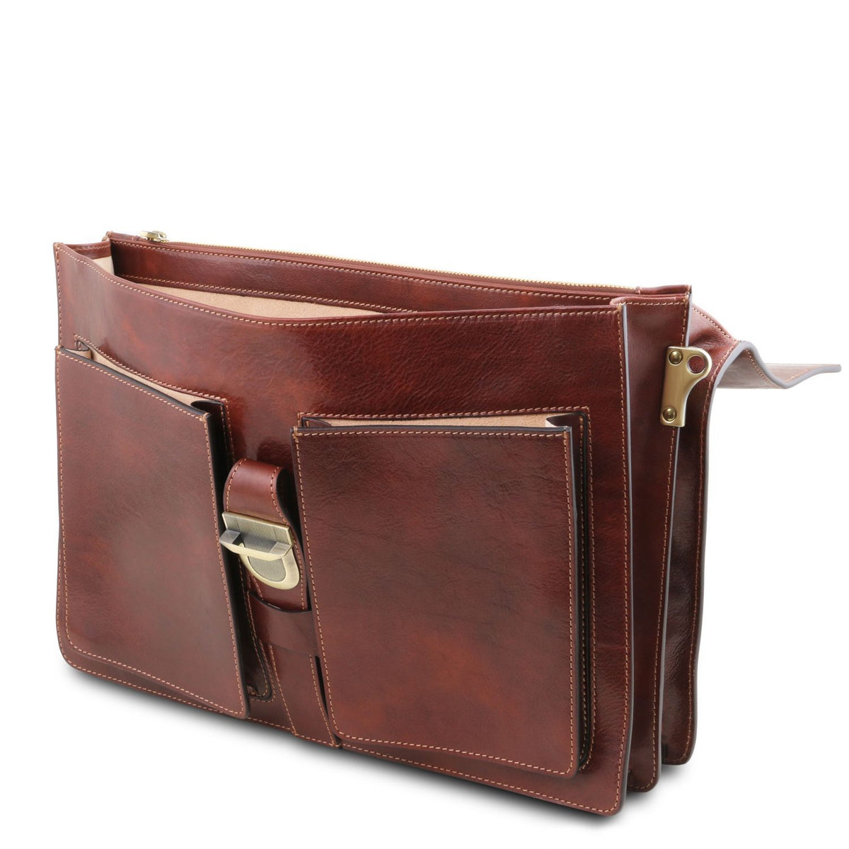 Assisi - leather three-compartment briefcase