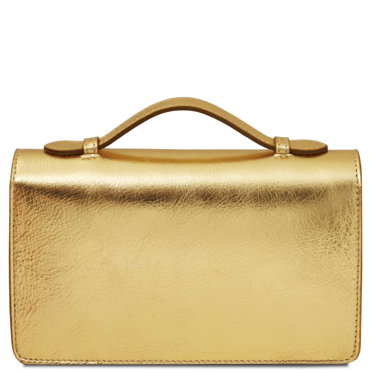 Opera - metallic leather clutch bag with chain