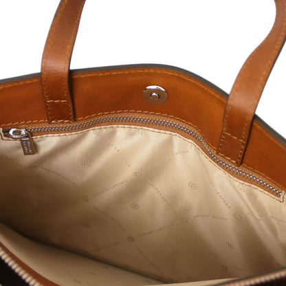 Palermo - women's 3-compartment leather briefcase