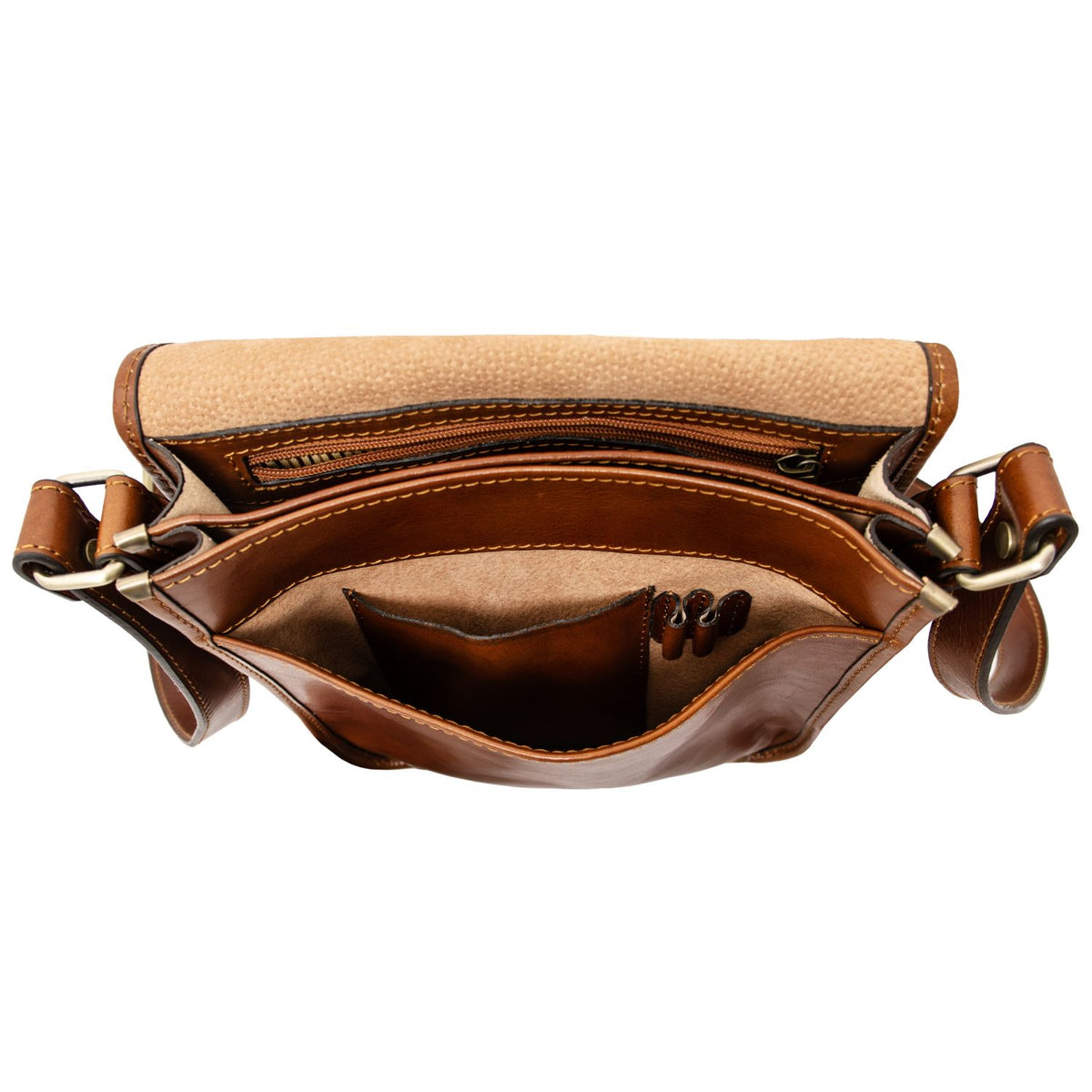 TL Messenger - two-compartment leather messenger bag