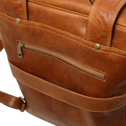 Bangkok - leather laptop backpack - large