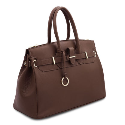 TL Bag - torebka skórzana z okuciami w kolorze złotym