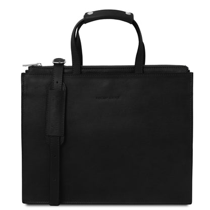 Palermo - women's 3-compartment leather briefcase