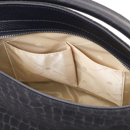 TL Bag Cocoon - zamszowa torebka na ramię we wzór croco