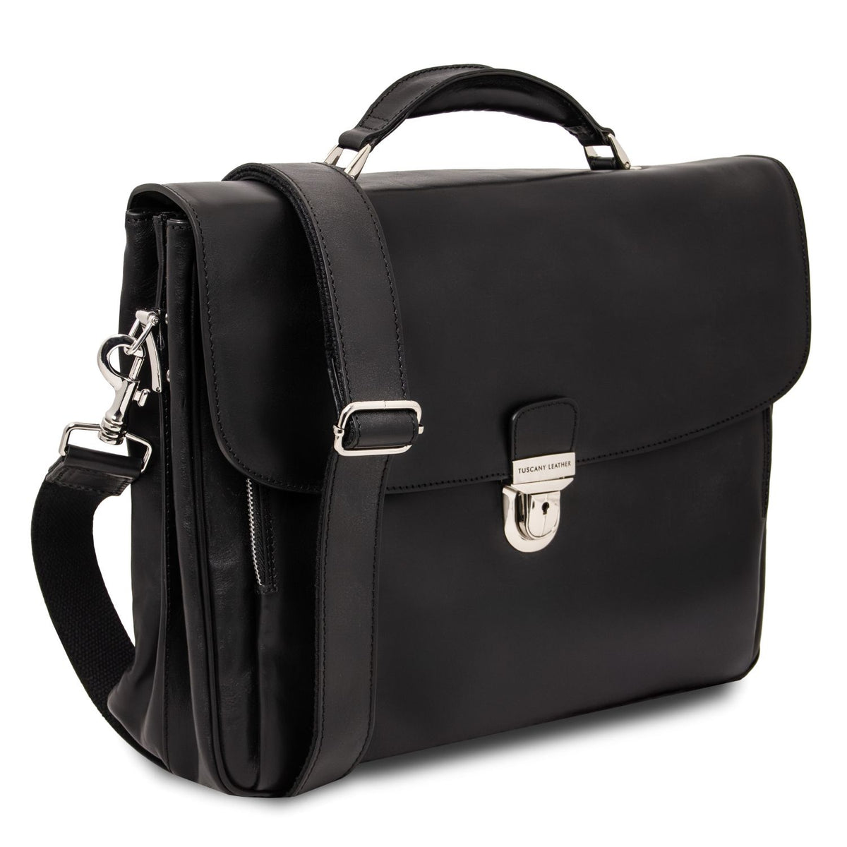 Alessandria - multi-compartment leather laptop briefcase with TL SMART system