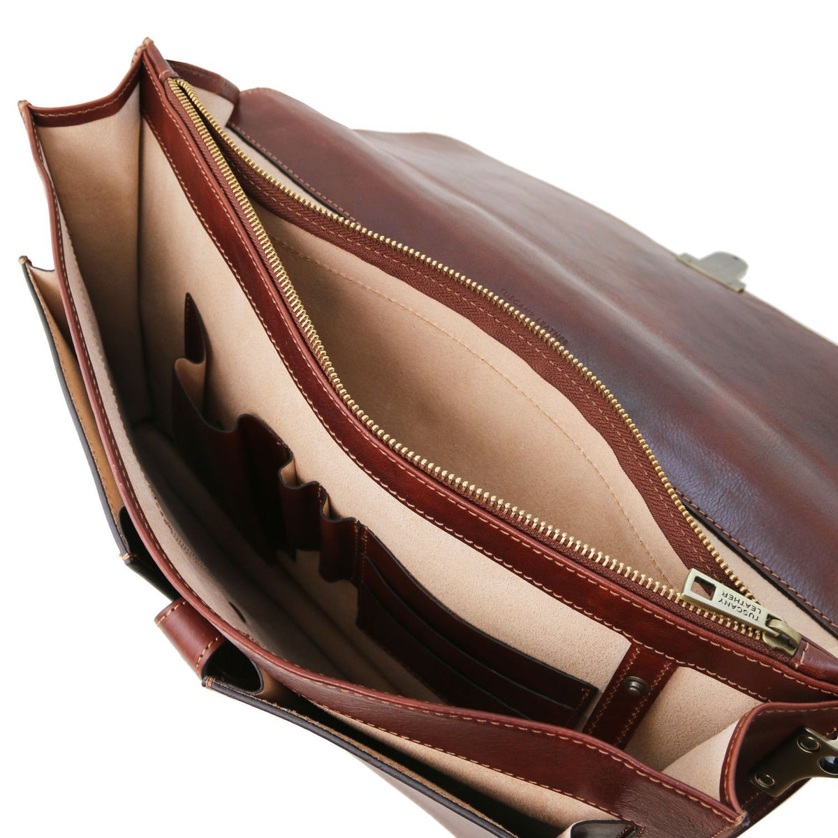Assisi - leather three-compartment briefcase