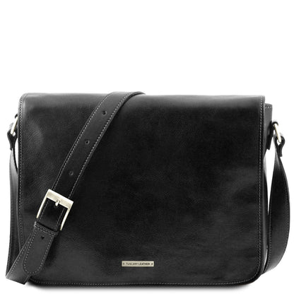 Messenger double - skórzana listonoszka na laptopa