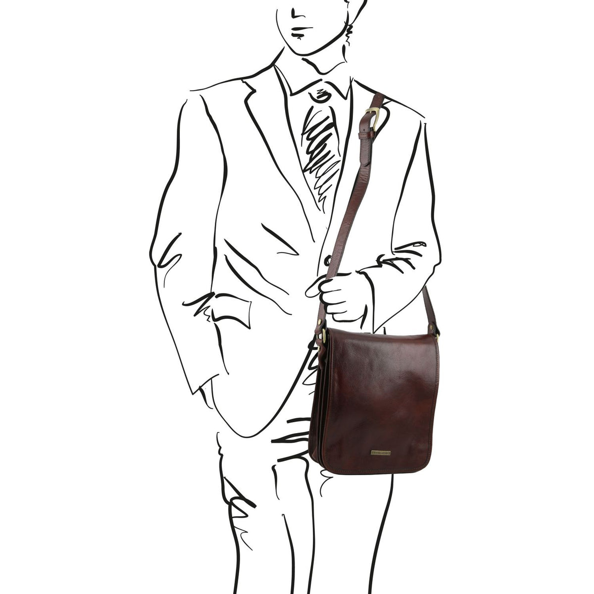 TL Messenger - two-compartment leather messenger bag