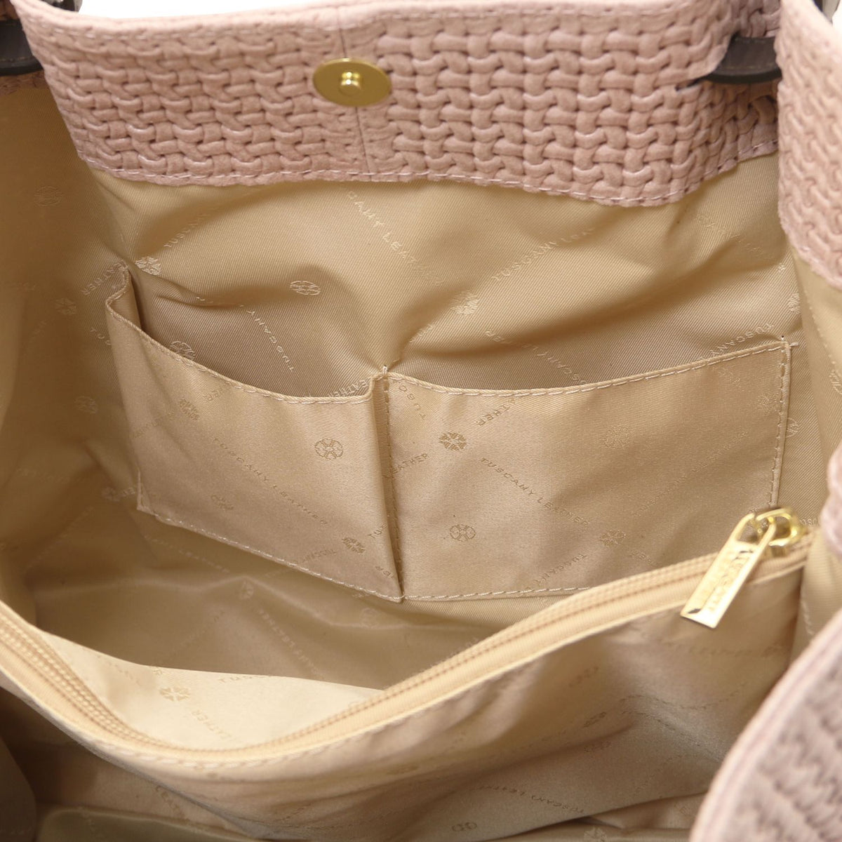 TL KeyLuck - leather shopper bag with braided pattern