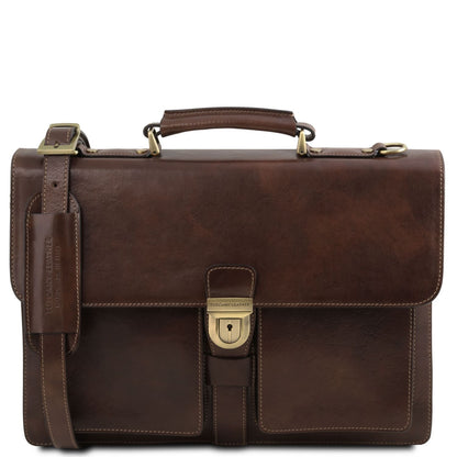 Assisi - leather three-compartment briefcase