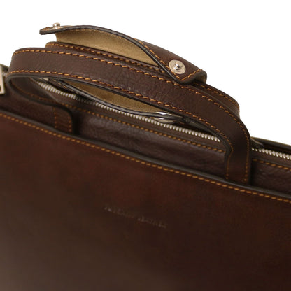 Palermo - women's 3-compartment leather briefcase