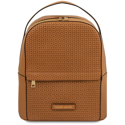 Daedalus - leather backpack with a woven pattern