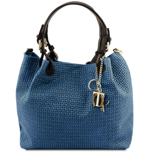 TL KeyLuck - skórzana torebka z plecionym wzorem typu shopper