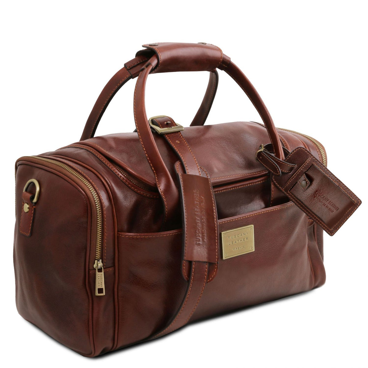 TL Voyager - leather travel bag with side pockets