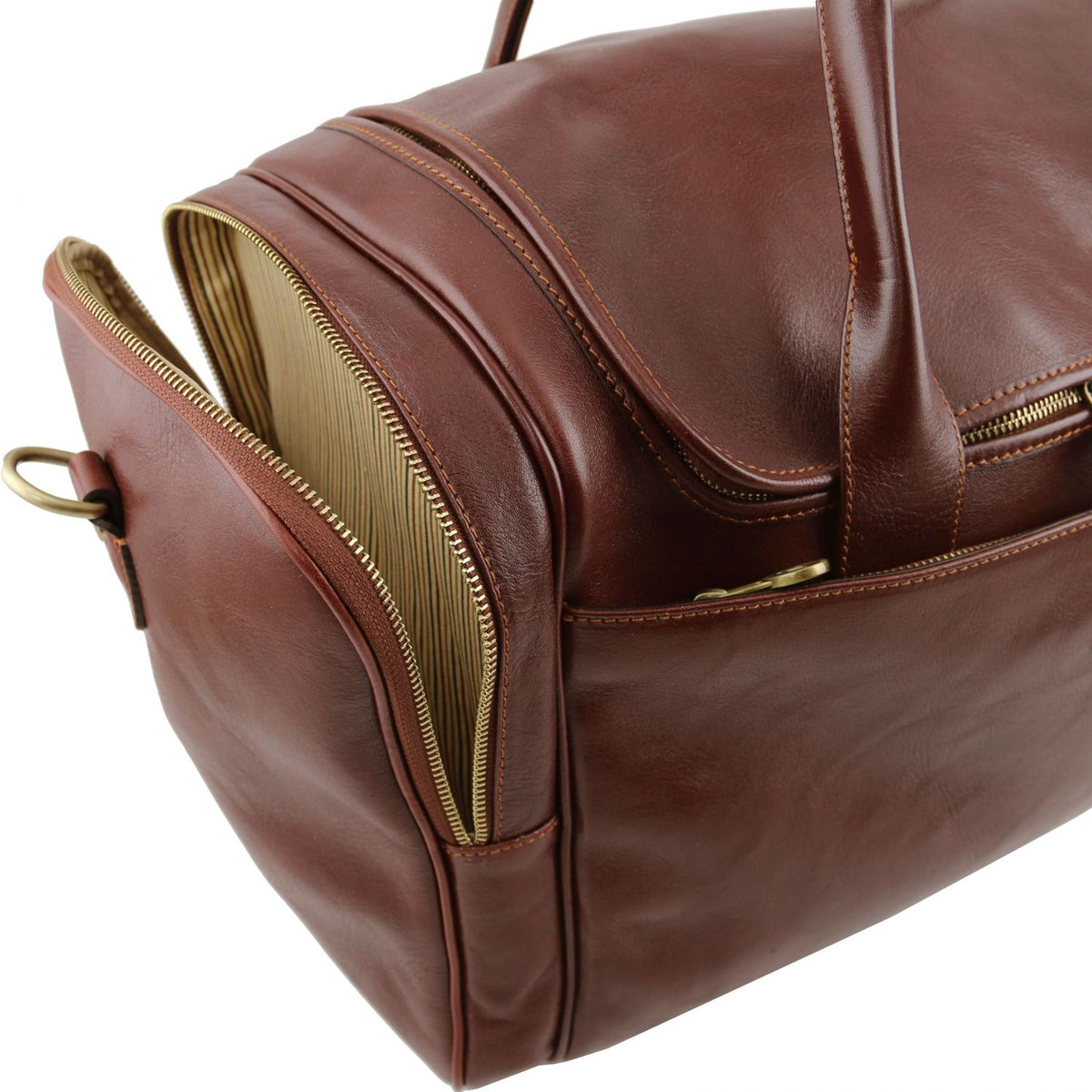 TL Voyager - leather travel bag with side pockets
