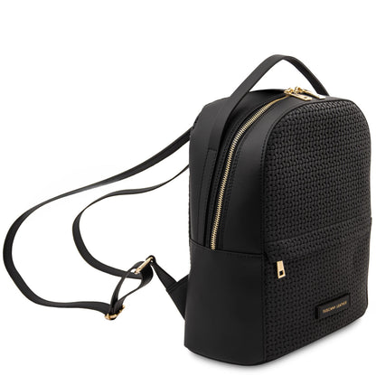 Daedalus - leather backpack with a woven pattern