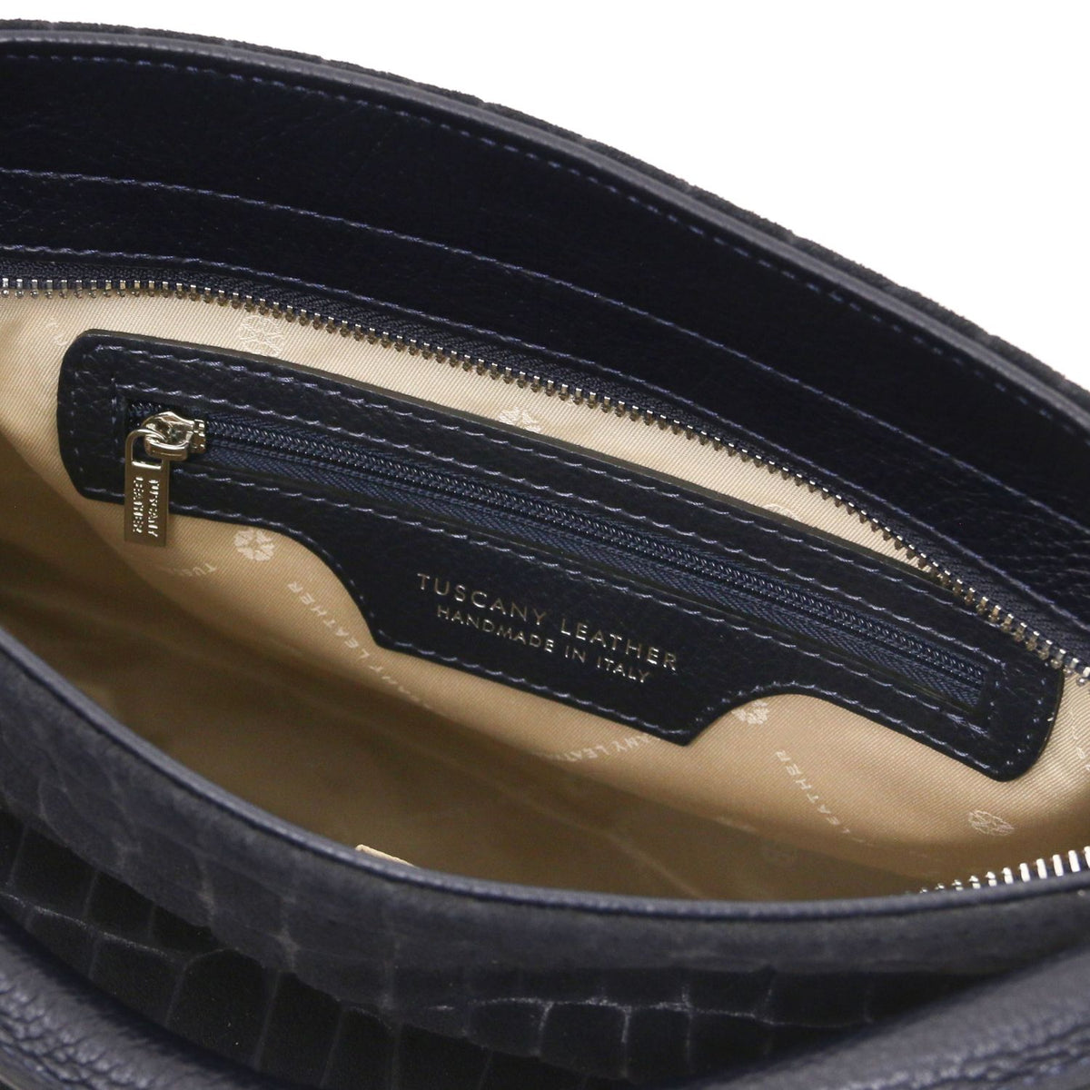 TL Bag Cocoon - zamszowa torebka na ramię we wzór croco