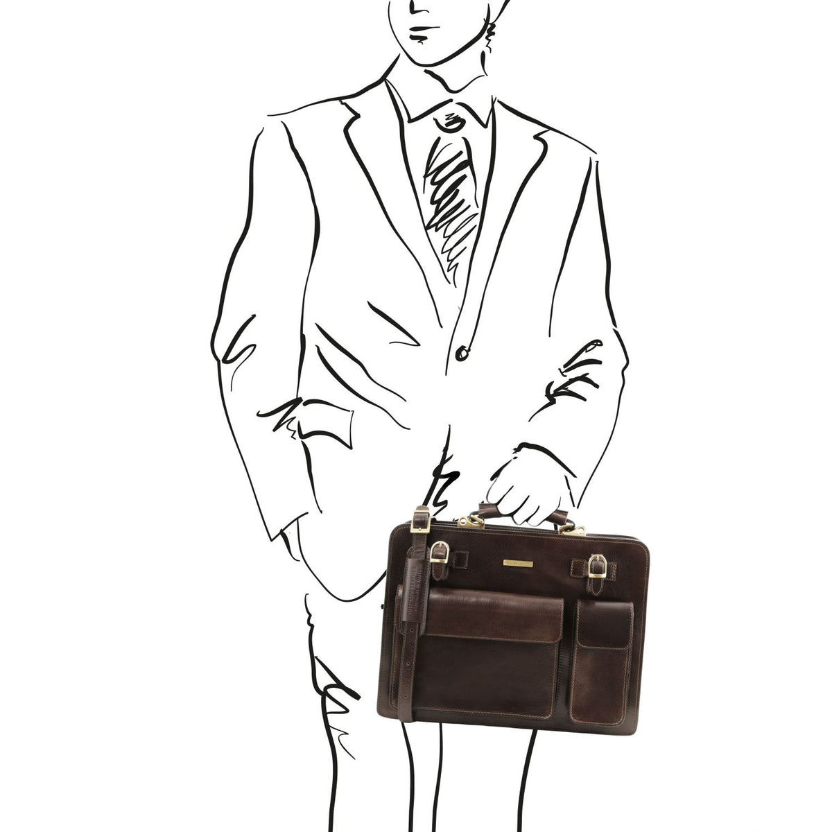 Venezia - Two-compartment Leather Briefcase