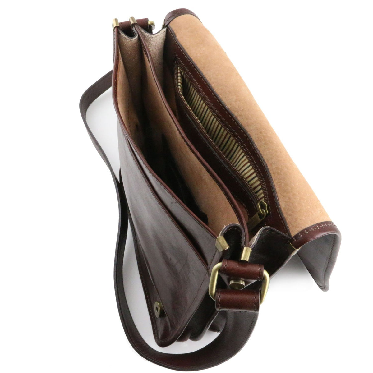TL Messenger - two-compartment leather messenger bag