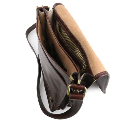 TL Messenger - two-compartment leather messenger bag