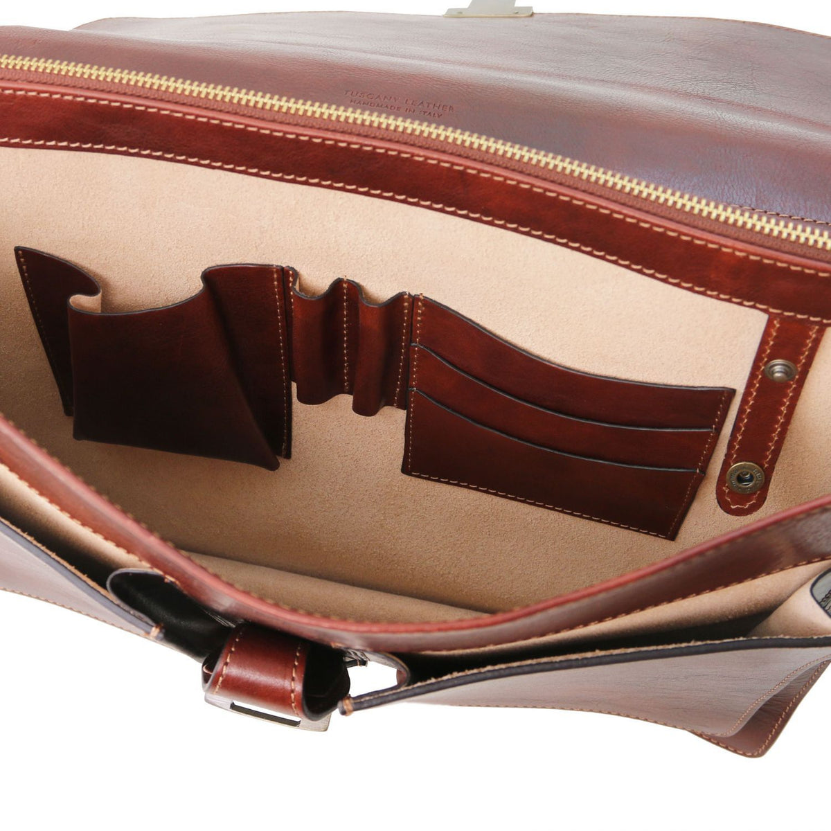 Assisi - leather three-compartment briefcase