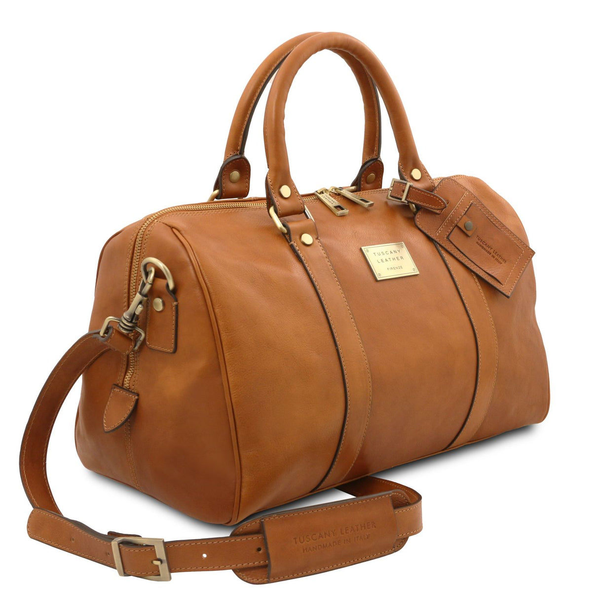 TL Voyager - leather travel bag with side pocket - small