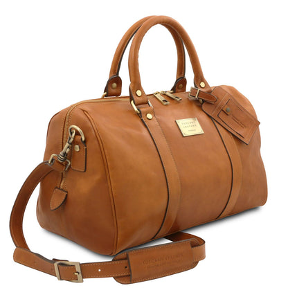 TL Voyager - leather travel bag with side pocket - small