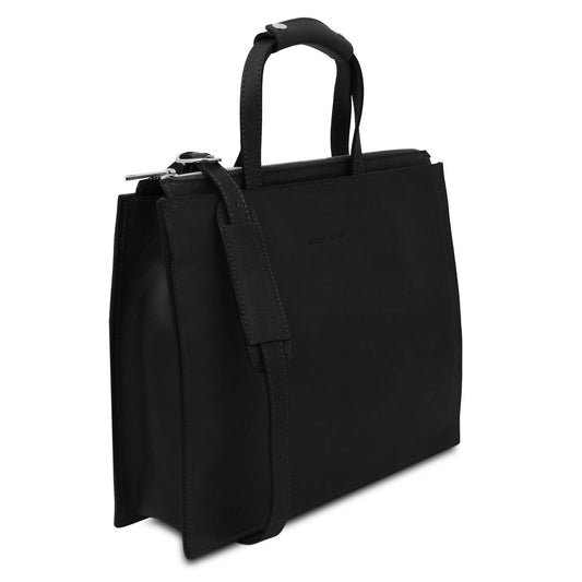 Palermo - women's 3-compartment leather briefcase